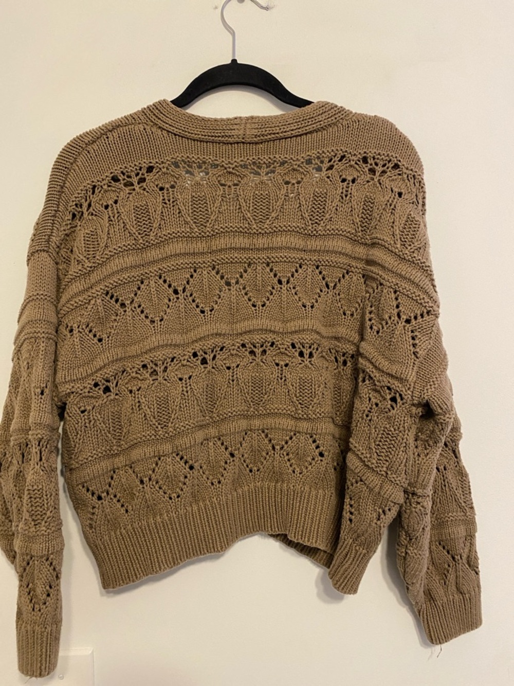 Neuflora Women's Taupe Knit Button-Front Cardigan Sweater, thick fabric - Picture 3 of 7